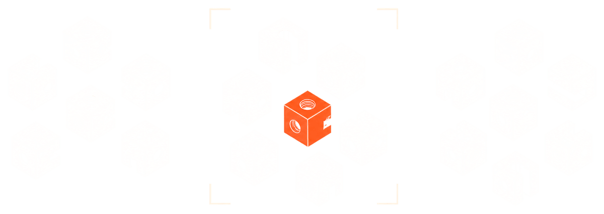 Clusters of machined cubes with one group bracketed
