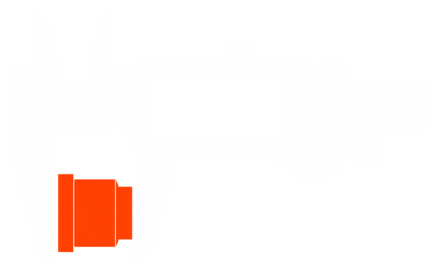 Digital caliper measuring a machined part